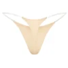 Lenjerie intimă Tanga din tricot fără cusături cu bretele transparente, culoare piersică caldă Lenjerie intimă Tanga din tricot fără cusături cu bretele transparente, culoare piersică caldă