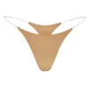 Lenjerie intimă Tanga din tricot fără cusături, cu bretele transparente, în culoarea caramel Lenjerie intimă Tanga din tricot fără cusături, cu bretele transparente, în culoarea caramel
