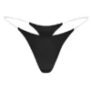 Lenjerie intimă Tanga din tricot fără cusături, cu bretele transparente, negru Lenjerie intimă Tanga din tricot fără cusături, cu bretele transparente, negru