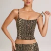 Maieu Ailany din modal cu gât rotund, cu imprimeu leopard