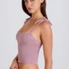 Maieu cu bretele din tricot cu nervuri, de culoare mov Maieu cu bretele din tricot cu nervuri, de culoare mov