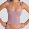 Maieu cu bretele din tricot cu nervuri, de culoare mov Maieu cu bretele din tricot cu nervuri, de culoare mov