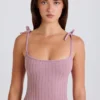 Maieu cu bretele din tricot cu nervuri, de culoare mov Maieu cu bretele din tricot cu nervuri, de culoare mov