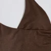 Maieu cu gât halter și spate decupat, în marl pecan
