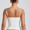 Maieu Esme din modal cu volane, în straturi, de culoare albă Maieu Esme din modal cu volane, în straturi, de culoare albă