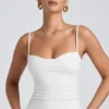 Maieu Esme din modal cu volane, în straturi, de culoare albă Maieu Esme din modal cu volane, în straturi, de culoare albă