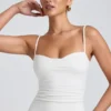 Maieu Esme din modal cu volane, în straturi, de culoare albă Maieu Esme din modal cu volane, în straturi, de culoare albă