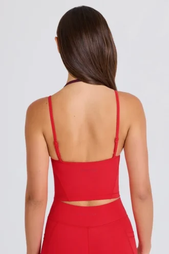 Maieu scurt Soft Active Layered în culoarea roșu căpșună