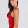 Maieu scurt Soft Active Layered în culoarea roșu căpșună
