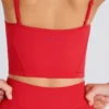 Maieu scurt Soft Active Layered în culoarea roșu căpșună