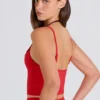 Maieu scurt Soft Active Layered în culoarea roșu căpșună