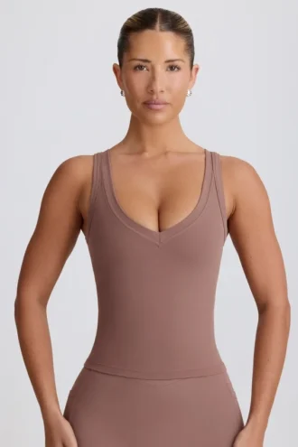 Maieu Soft Active cu decolteu în V, culoare Mocha