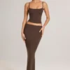 Maiou Ailany cu gât rotund din modal, culoare maro ciocolată Maiou Ailany cu gât rotund din modal, culoare maro ciocolată