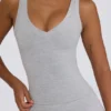 Maiou cu guler în V Soft Active, gri melanj Maiou cu guler în V Soft Active, gri melanj