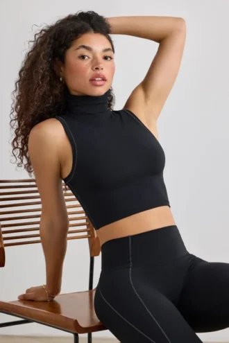 Maiou cu guler înalt Soft Active, negru