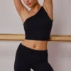 Maiou cu un umăr răsucit, negru Maiou cu un umăr răsucit, negru