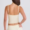 Maiou din tricot cu nervuri, de culoare crem