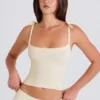 Maiou din tricot cu nervuri, de culoare crem