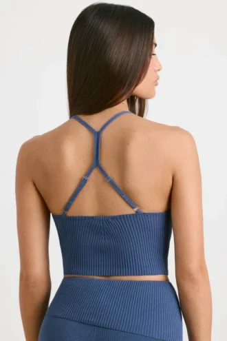 Maiou din tricot gros în albastru închis spălat
