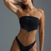 Oh Polly Costume de baie: Top de bikini bandeau cu eșarfă decorată, ediția HOTFIX, negru Oh Polly Costume de baie: Top de bikini bandeau cu eșarfă decorată, ediția HOTFIX, negru