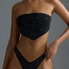 Oh Polly Costume de baie: Top de bikini bandeau cu eșarfă decorată, ediția HOTFIX, negru Oh Polly Costume de baie: Top de bikini bandeau cu eșarfă decorată, ediția HOTFIX, negru