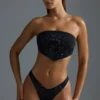 Oh Polly Costume de baie: Top de bikini bandeau cu eșarfă decorată, ediția HOTFIX, negru Oh Polly Costume de baie: Top de bikini bandeau cu eșarfă decorată, ediția HOTFIX, negru
