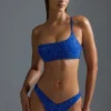 Oh Polly Costume de baie: Top de bikini bandeau cu un singur umăr, decorat, din ediția HOTFIX, în albastru regal Oh Polly Costume de baie: Top de bikini bandeau cu un singur umăr, decorat, din ediția HOTFIX, în albastru regal
