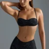 Oh Polly Costume de baie: Top de bikini micro cu ornamente, ediția HOTFIX, negru