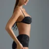 Oh Polly Costume de baie: Top de bikini micro cu ornamente, ediția HOTFIX, negru