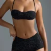 Oh Polly Costume de baie: Top de bikini micro cu ornamente, ediția HOTFIX, negru