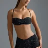 Oh Polly Costume de baie: Top de bikini micro cu ornamente, ediția HOTFIX, negru