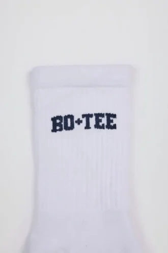 Șosete cu talpă înaltă și bordură cu nervuri, de culoare albă Șosete cu talpă înaltă și bordură cu nervuri, de culoare albă
