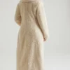 Palton lung din piele de oaie Alaska, culoare crem