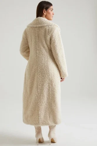 Palton lung din piele de oaie Alaska, culoare crem Palton lung din piele de oaie Alaska, culoare crem