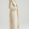 Palton lung din piele de oaie Alaska, culoare crem