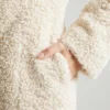 Palton lung din piele de oaie Alaska, culoare crem