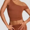 Pantaloni Anona din amestec de modal și cașmir, cu talie medie, în culoarea maro castan Pantaloni Anona din amestec de modal și cașmir, cu talie medie, în culoarea maro castan