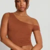 Pantaloni Anona din amestec de modal și cașmir, cu talie medie, în culoarea maro castan Pantaloni Anona din amestec de modal și cașmir, cu talie medie, în culoarea maro castan