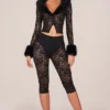 Pantaloni capri cu dantelă Annalisa în negru Pantaloni capri cu dantelă Annalisa în negru