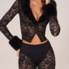 Pantaloni capri cu dantelă Annalisa în negru Pantaloni capri cu dantelă Annalisa în negru