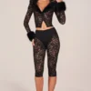Pantaloni capri cu dantelă Annalisa în negru Pantaloni capri cu dantelă Annalisa în negru