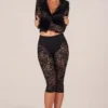 Pantaloni capri cu dantelă Annalisa în negru Pantaloni capri cu dantelă Annalisa în negru