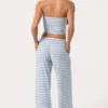 Pantaloni cu talie joasă din jersey cu nervuri, cu dungi albastre Pantaloni cu talie joasă din jersey cu nervuri, cu dungi albastre