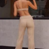 Pantaloni cu talie înaltă și nervuri moi, în nuanța Beige Sand Pantaloni cu talie înaltă și nervuri moi, în nuanța Beige Sand