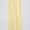 Pantaloni de jogging cu croi larg din tricot cu nervuri, culoare lămâie Pantaloni de jogging cu croi larg din tricot cu nervuri, culoare lămâie