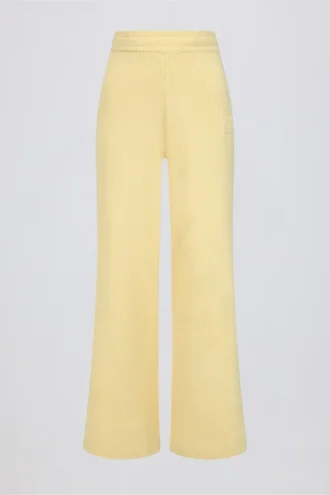 Pantaloni de jogging cu croi larg din tricot cu nervuri, culoare lămâie Pantaloni de jogging cu croi larg din tricot cu nervuri, culoare lămâie