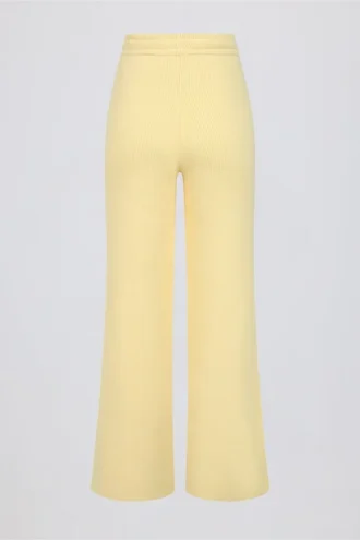 Pantaloni de jogging cu croi larg din tricot cu nervuri, culoare lămâie Pantaloni de jogging cu croi larg din tricot cu nervuri, culoare lămâie