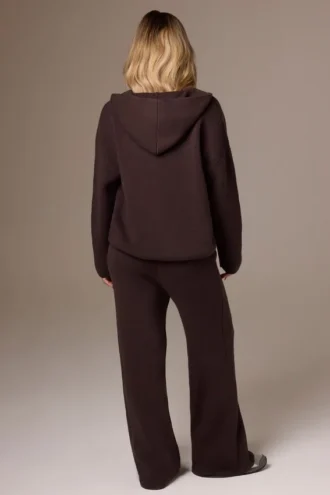 Pantaloni de jogging cu croi larg din tricot cu nervuri, culoare Pecan Pantaloni de jogging cu croi larg din tricot cu nervuri, culoare Pecan