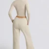 Pantaloni de jogging cu talie joasă și picior larg, în culoarea Bone