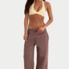 Pantaloni de jogging din jersey periat cu croi larg, culoare cacao Pantaloni de jogging din jersey periat cu croi larg, culoare cacao